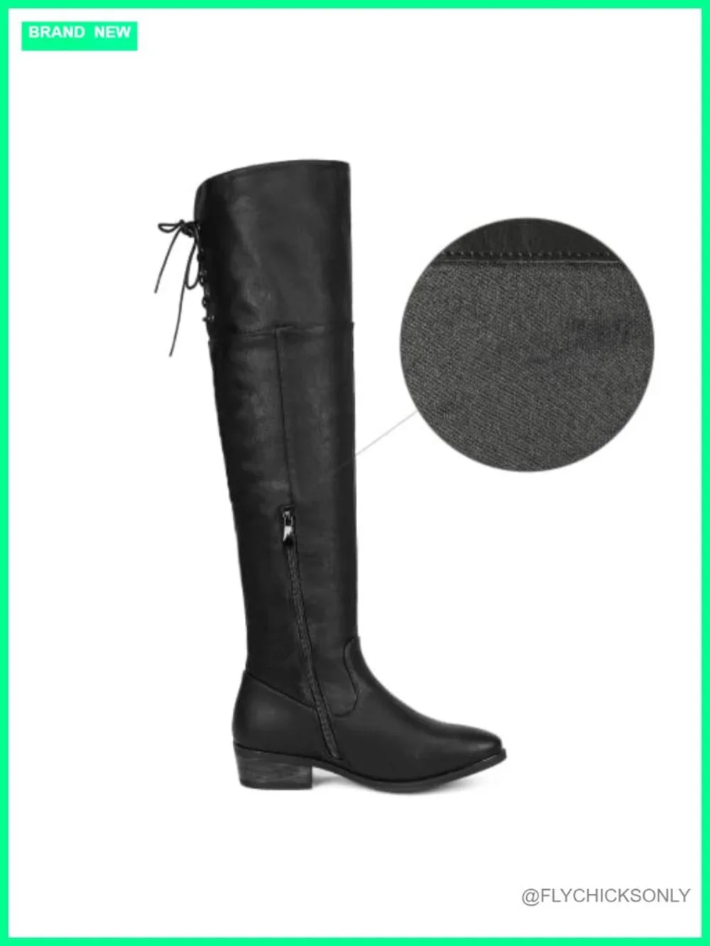 Women's Over the Knee Riding Boots Faux Suede Pull On Zip Adjustable Lace